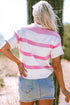 Relaxed Fit Striped Short Sleeve Boxy Knit Sweater