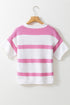 Relaxed Fit Striped Short Sleeve Boxy Knit Sweater