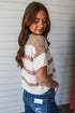 Relaxed Fit Striped Short Sleeve Boxy Knit Sweater