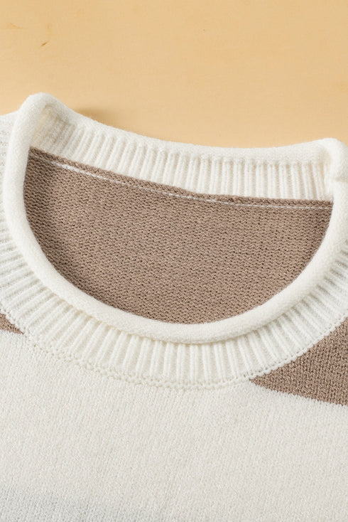 Relaxed Fit Striped Short Sleeve Boxy Knit Sweater