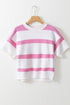 Relaxed Fit Striped Short Sleeve Boxy Knit Sweater