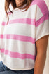 Relaxed Fit Striped Short Sleeve Boxy Knit Sweater