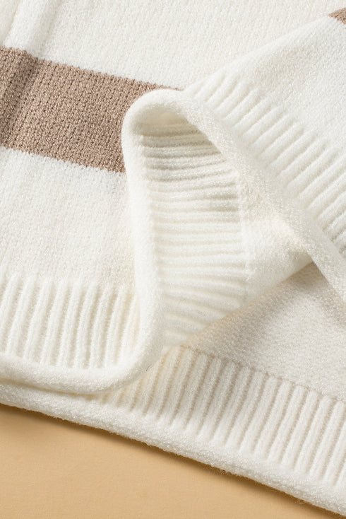 Relaxed Fit Striped Short Sleeve Boxy Knit Sweater