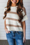 Relaxed Fit Striped Short Sleeve Boxy Knit Sweater
