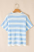 Relaxed Fit Striped Short Sleeve Dolman Knit Top