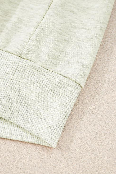 Relaxed Fit Striped Trim Half Zip Pullover Sweatshirt