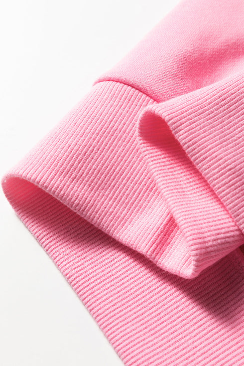 Relaxed Fit Striped Trim Half Zip Pullover Sweatshirt