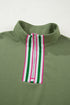 Relaxed Fit Striped Trim Half Zip Pullover Sweatshirt