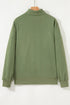 Relaxed Fit Striped Trim Half Zip Pullover Sweatshirt