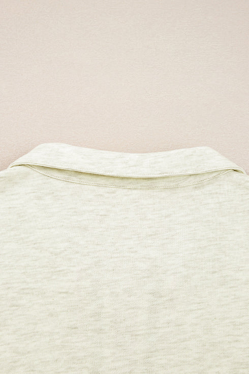 Relaxed Fit Striped Trim Half Zip Pullover Sweatshirt