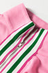 Relaxed Fit Striped Trim Half Zip Pullover Sweatshirt