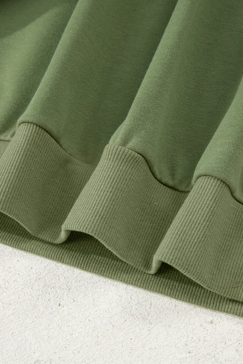 Relaxed Fit Striped Trim Half Zip Pullover Sweatshirt