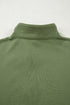 Relaxed Fit Striped Trim Half Zip Pullover Sweatshirt