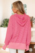 Relaxed Fit Striped V Neck Split Hem Hoodie