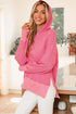 Relaxed Fit Striped V Neck Split Hem Hoodie