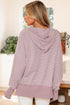 Relaxed Fit Striped V Neck Split Hem Hoodie