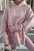 Relaxed Fit Striped V Neck Split Hem Hoodie