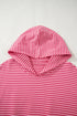 Relaxed Fit Striped V Neck Split Hem Hoodie