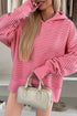 Relaxed Fit Striped V Neck Split Hem Hoodie