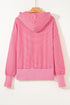Relaxed Fit Striped V Neck Split Hem Hoodie