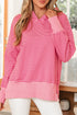 Relaxed Fit Striped V Neck Split Hem Hoodie