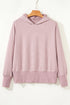 Relaxed Fit Striped V Neck Split Hem Hoodie