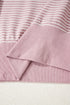 Relaxed Fit Striped V Neck Split Hem Hoodie