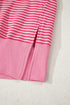 Relaxed Fit Striped V Neck Split Hem Hoodie