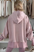 Relaxed Fit Striped V Neck Split Hem Hoodie