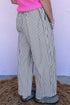 Relaxed Fit Striped Wide Leg Casual Pants