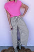 Relaxed Fit Striped Wide Leg Casual Pants