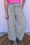 Relaxed Fit Striped Wide Leg Casual Pants