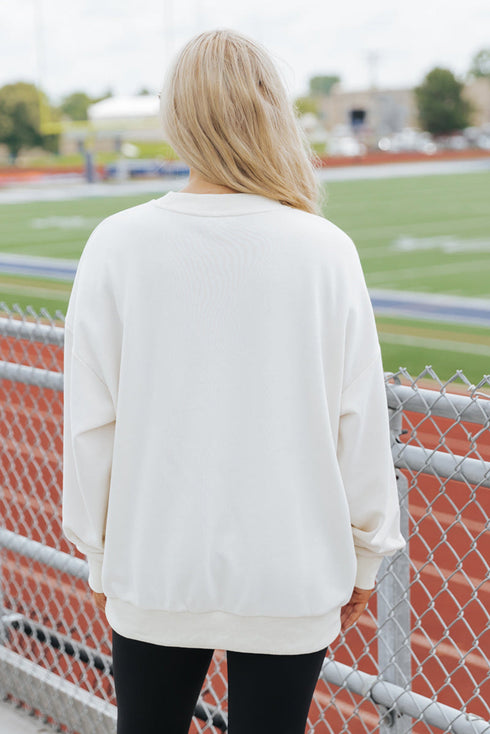 Relaxed Fit Texas Varsity Letter Graphic Pullover Sweatshirt