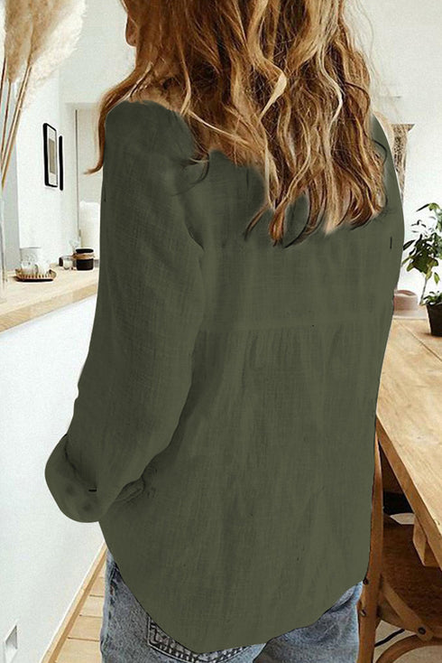 Relaxed Fit Textured Button Front Collared Shirt