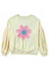 Relaxed Fit Textured Floral Graphic Pullover Sweatshirt