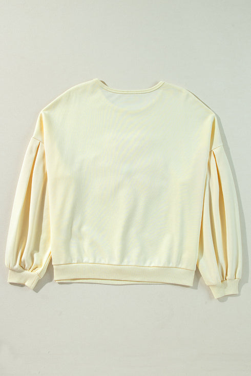 Relaxed Fit Textured Floral Graphic Pullover Sweatshirt