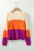 Relaxed Fit Textured Knit Block Pullover Sweater