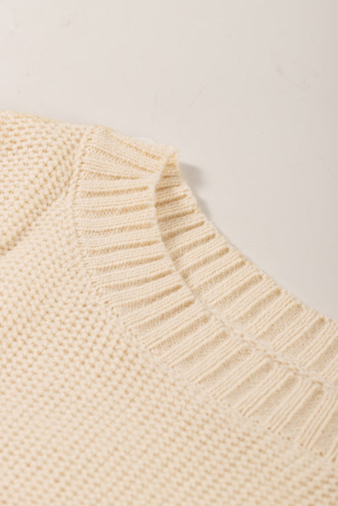 Relaxed Fit Textured Knit Block Pullover Sweater