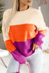 Relaxed Fit Textured Knit Block Pullover Sweater