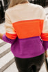 Relaxed Fit Textured Knit Block Pullover Sweater