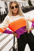 Relaxed Fit Textured Knit Block Pullover Sweater