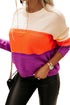 Relaxed Fit Textured Knit Block Pullover Sweater