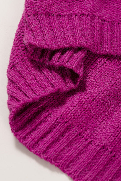 Relaxed Fit Textured Knit Block Pullover Sweater