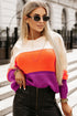 Relaxed Fit Textured Knit Block Pullover Sweater