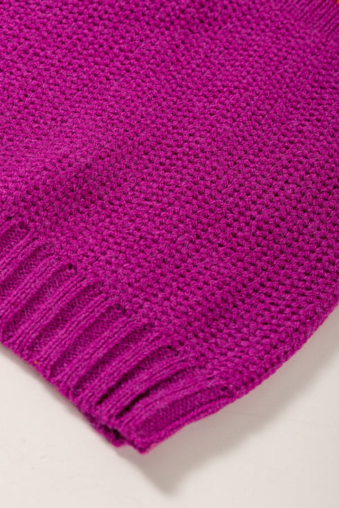 Relaxed Fit Textured Knit Block Pullover Sweater