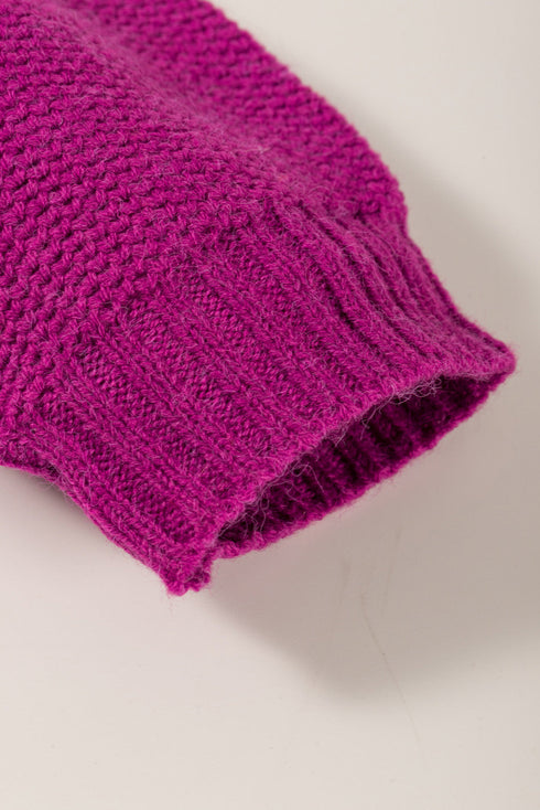 Relaxed Fit Textured Knit Block Pullover Sweater