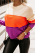 Relaxed Fit Textured Knit Block Pullover Sweater