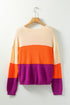 Relaxed Fit Textured Knit Block Pullover Sweater