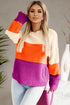 Relaxed Fit Textured Knit Block Pullover Sweater