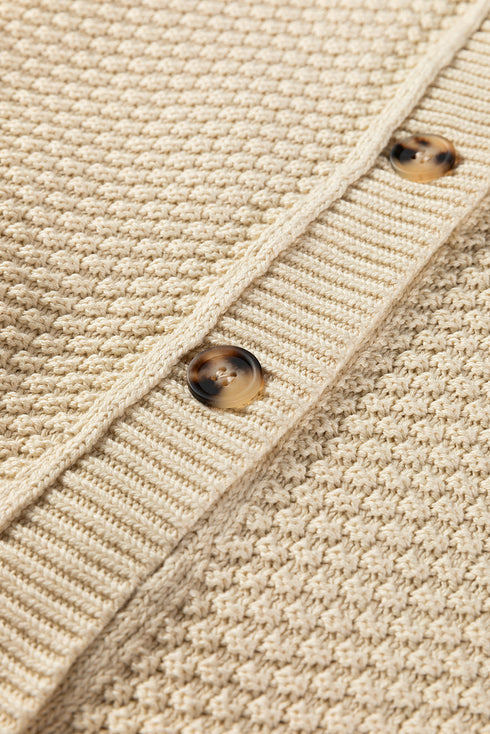 Relaxed Fit Textured Knit Button Front Cardigan